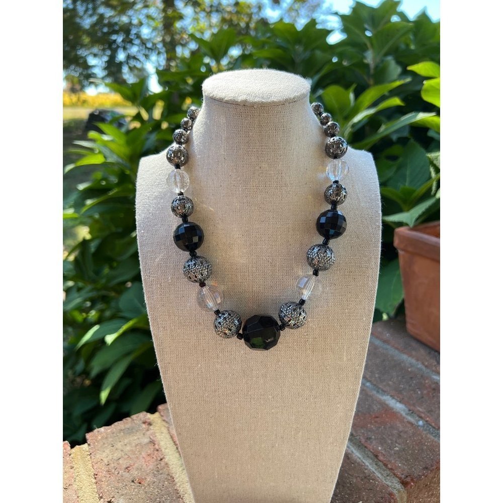 Black & Silver Metal Necklace — 18”